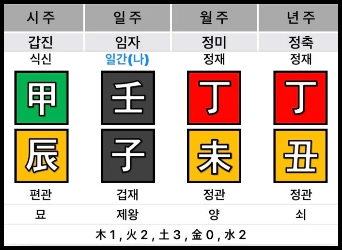 임자 일주 관살혼잡 결혼 사주